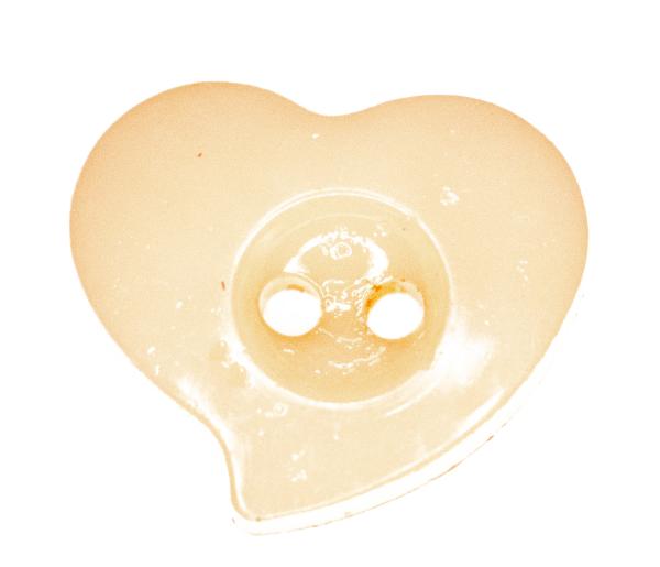 Kids button as heart made of plastic in cream 13 mm 0,51 inch